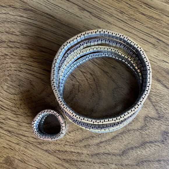 MILOR Stretch Bracelet & Ring Set Stainless Steel Bronze Silver Rose Gold Tone - Picture 10 of 11